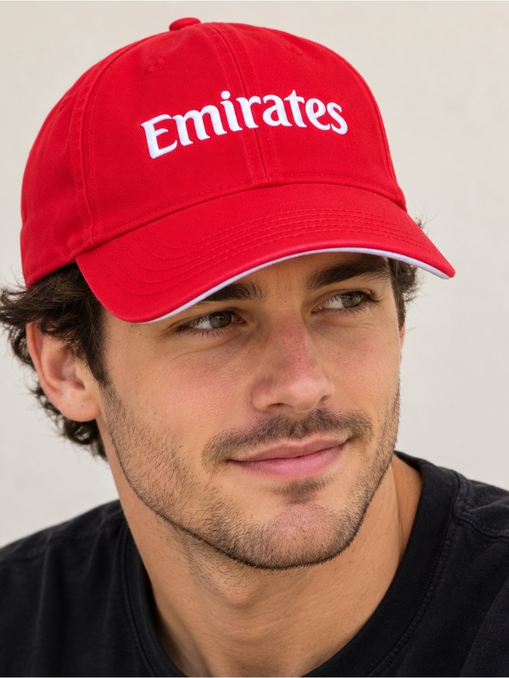 Fly Emirates Airlines Baseball Hat Cap Red Strapback White Logo Embroidered